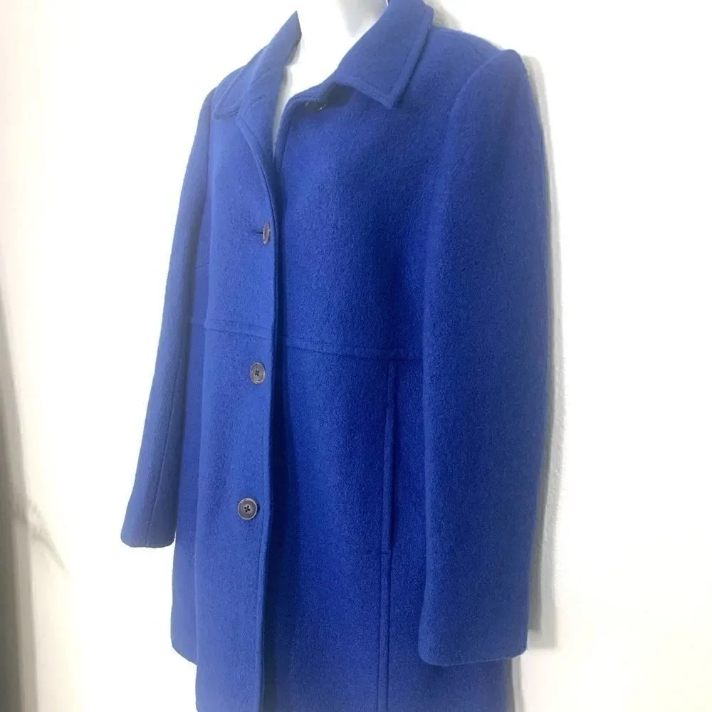 Lands End Royal Blue Wool Coat